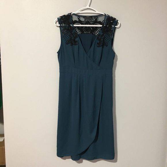Mexx Metropolitan Crepe Lace Dress Evening Sleeveless Dress Size 6 - Picture 1 of 8
